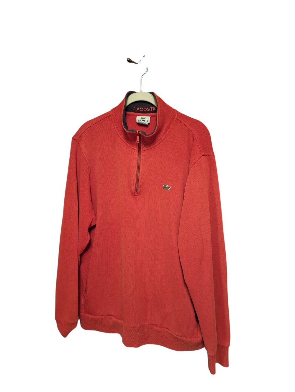 Lacoste Sweater Men Size XXL Cotton RED Pullover Quarter Zip Alligator Preppy 7